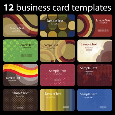 12 Colorful Business Cards clipart