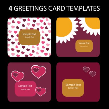 4 Greetring Card Templates for Valentines day clipart