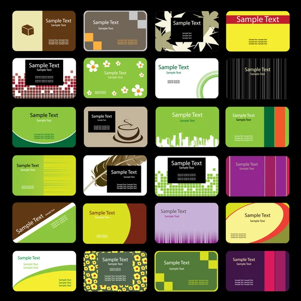 24 színes névjegykártyák — Stock Vector