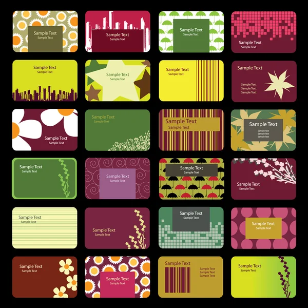 24 Cartões de visita coloridos — Vetor de Stock