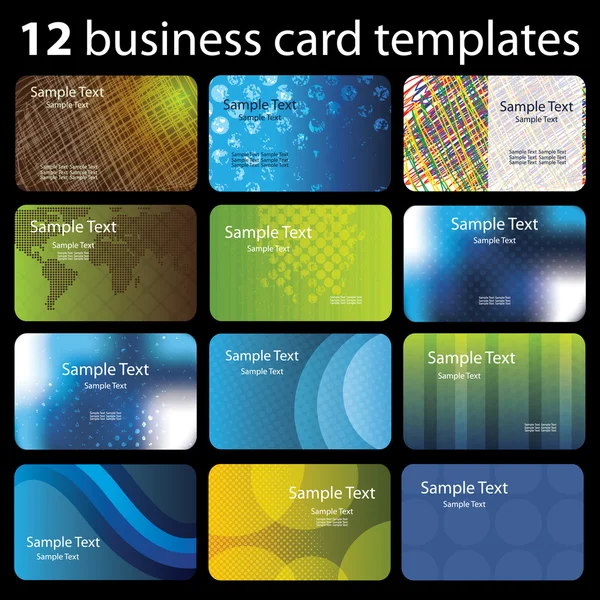 12 πολύχρωμο επαγγελματικές κάρτες — Διανυσματικό Αρχείο