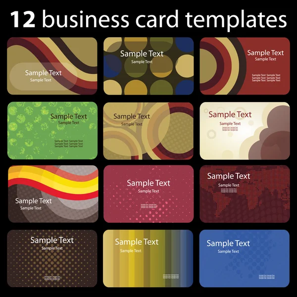 12 πολύχρωμο επαγγελματικές κάρτες — Διανυσματικό Αρχείο
