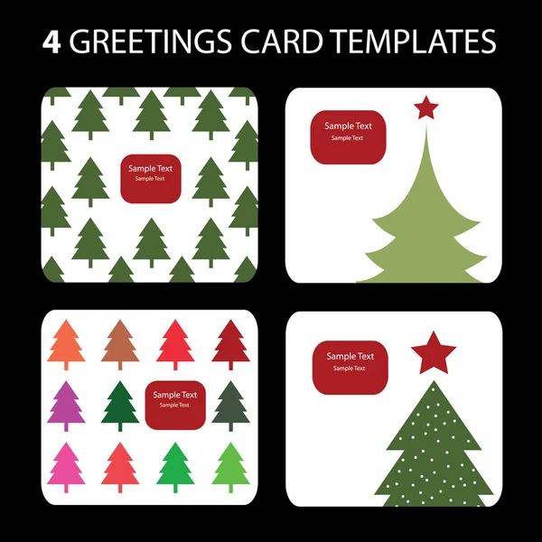 Un ensemble de 4 cartes de Noël — Image vectorielle
