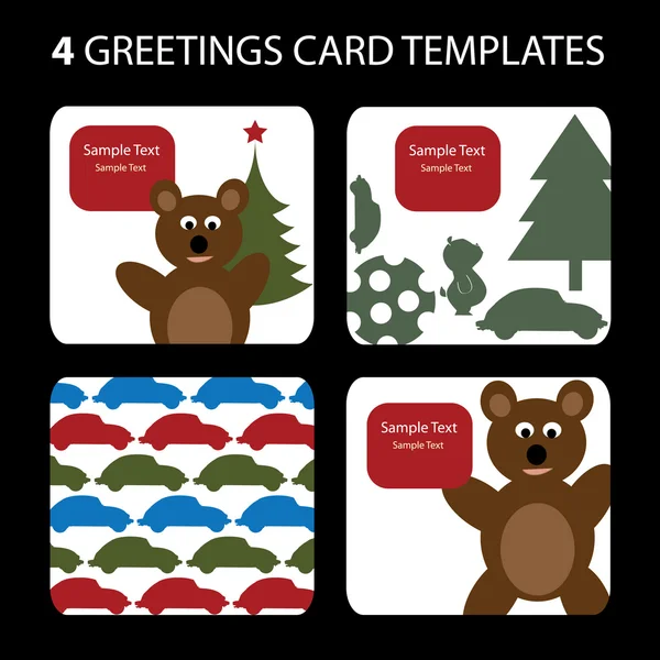 4 cartes de voeux de Noël — Image vectorielle
