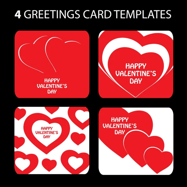 4 вітальних листівок: день Святого Валентина — стоковий вектор