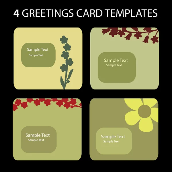 4 グリーティング カード テンプレート — ストックベクタ