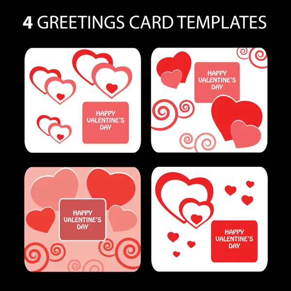 4 Cartões de saudação: Dia dos Namorados — Vetor de Stock