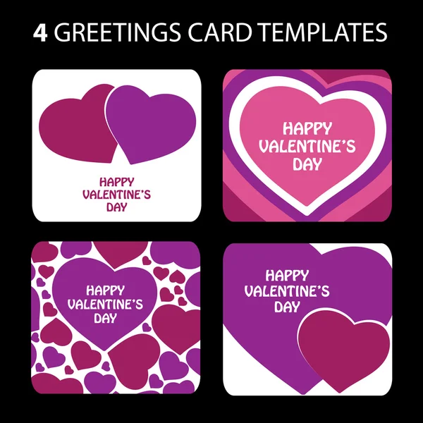 4 Cartões de saudação: Dia dos Namorados —  Vetores de Stock