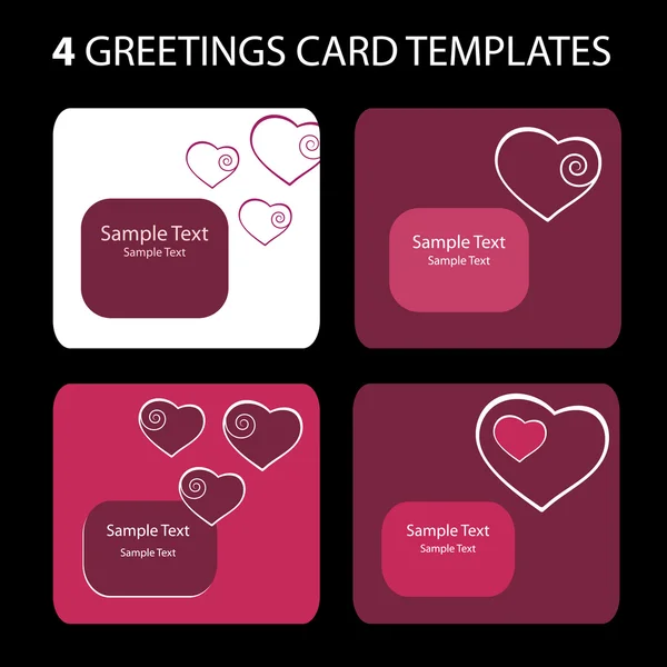 4 Cartes de voeux : Saint Valentin — Image vectorielle