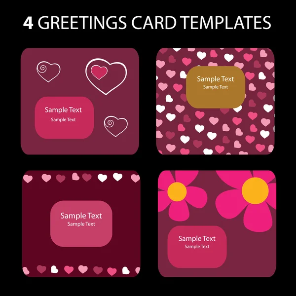 4 Cartes de voeux : Saint Valentin — Image vectorielle