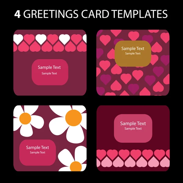 stock vector 4 Greeting Cards: Valentines Day