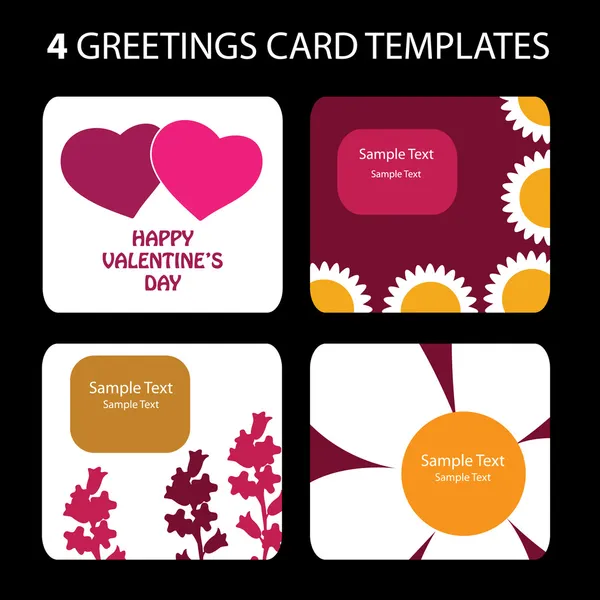 4 Cartes de voeux : Saint Valentin — Image vectorielle