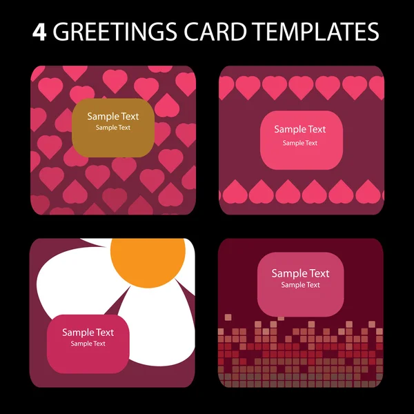 4 tebrik kartları: Sevgililer günü — Stok Vektör