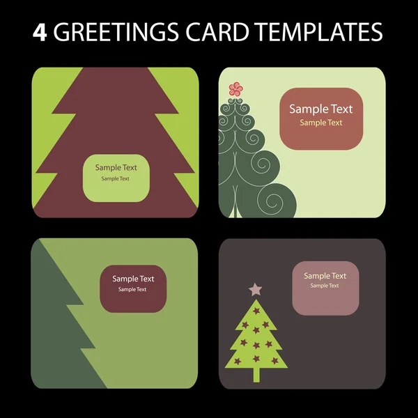 4 Рождественские открытки — стоковый вектор