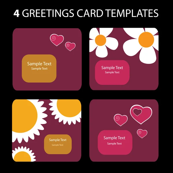 4 Поздравительные открытки: День Святого Валентина — стоковый вектор