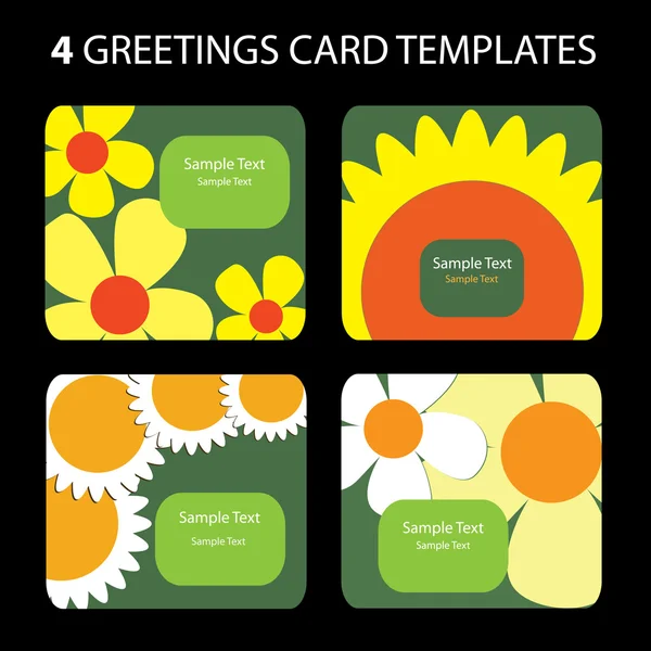 4 Cartes de voeux : Fleurs — Image vectorielle