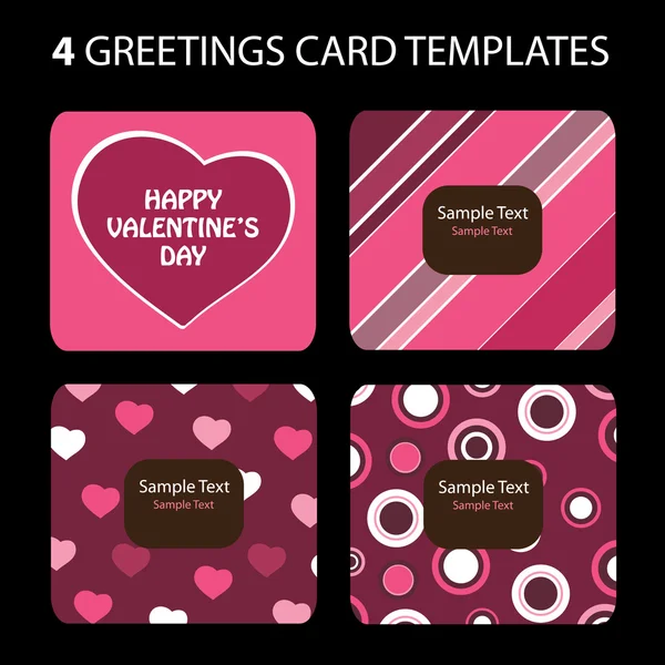 4 tarjetas de felicitación: Día de San Valentín — Vector de stock