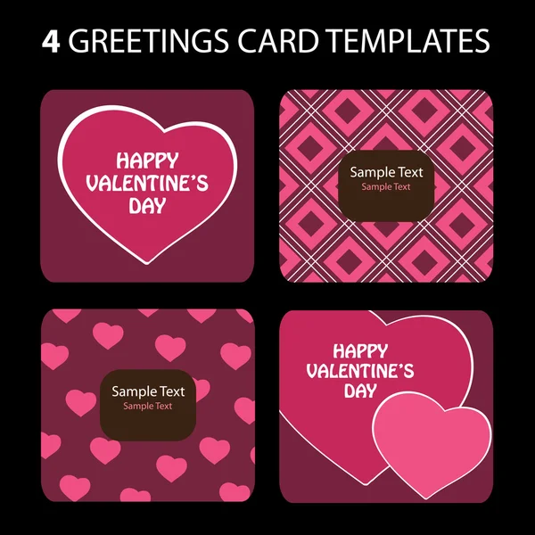 4 Cartões de saudação: Dia dos Namorados — Vetor de Stock
