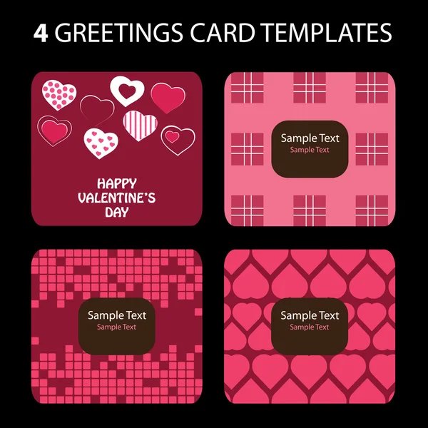 4 karty okolicznościowe: Walentynki — Wektor stockowy