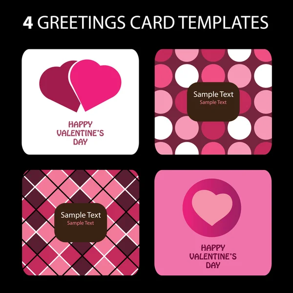 4 Greeting Cards: Valentines Day — Stock Vector