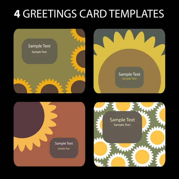 4 вітальні листівки: соняшник — стоковий вектор