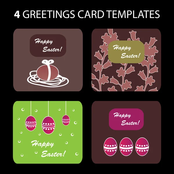4 cartes de vœux de Pâques — Image vectorielle