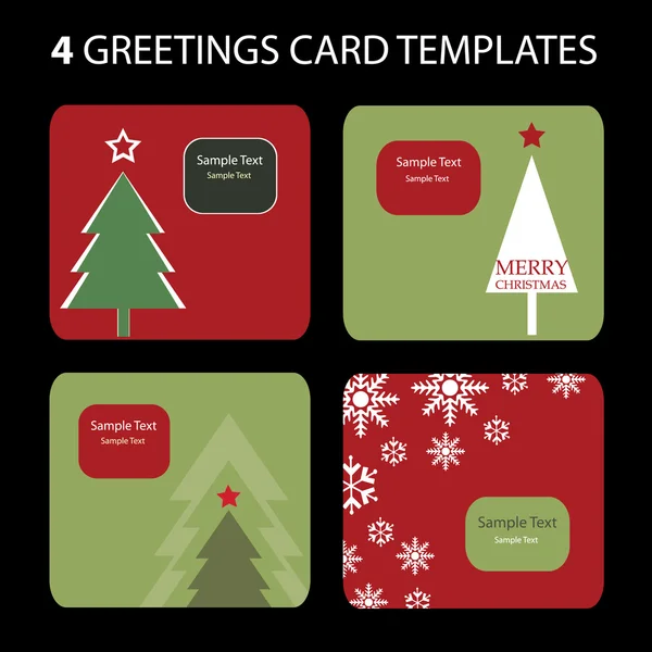 4 Weihnachtskarten — Stockvektor