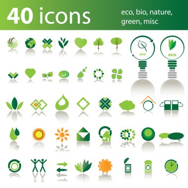 40 simgeleri: eco, bio, doğa, yeşil, misc