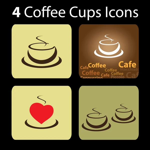 4 filiżanki kawy ikony — Wektor stockowy