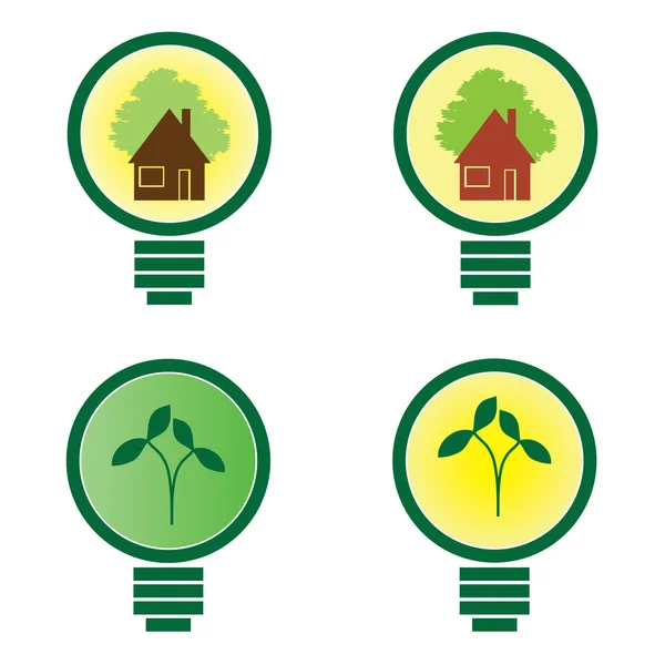 再生可能なグリーン エネルギー: 4 電球 — ストックベクタ