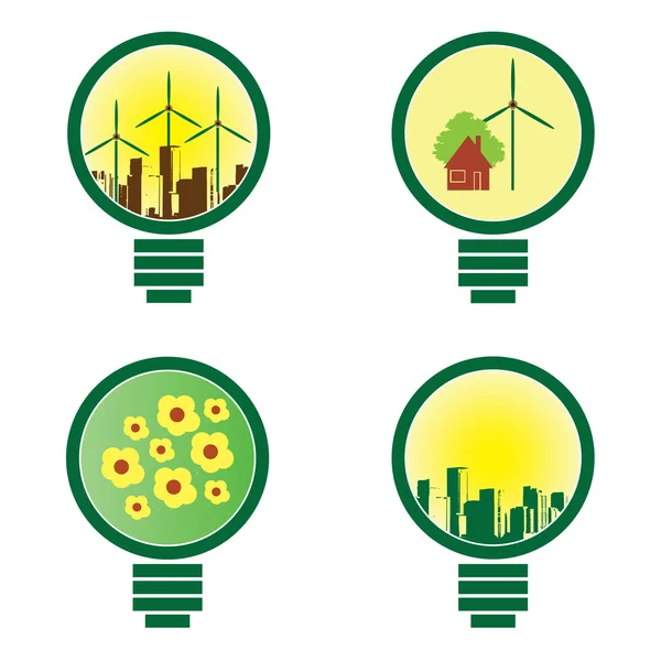 4 bombillas - vector de ilustración ambiental — Vector de stock