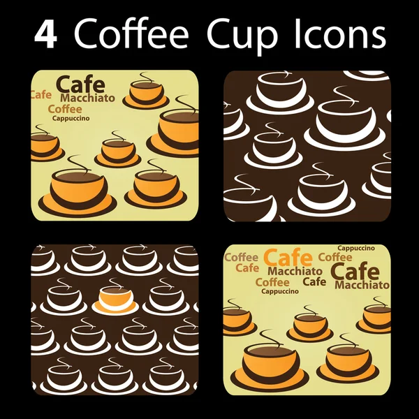 4 ícones de xícara de café — Vetor de Stock