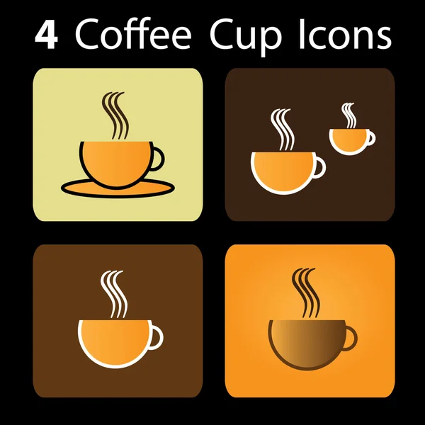 4 koffiekopje pictogrammen — Stockvector