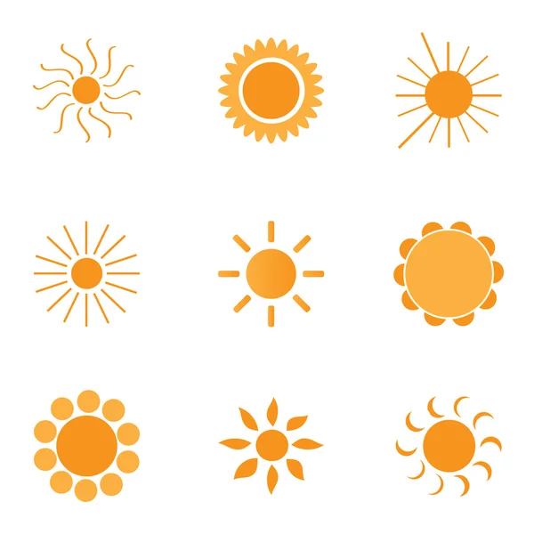 9 Sonnensymbole — Stockvektor