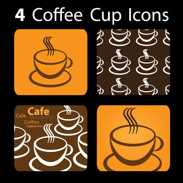 4 Symbole für Kaffeetassen — Stockvektor