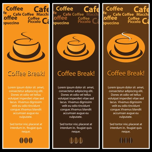 Três Banners de café — Vetor de Stock