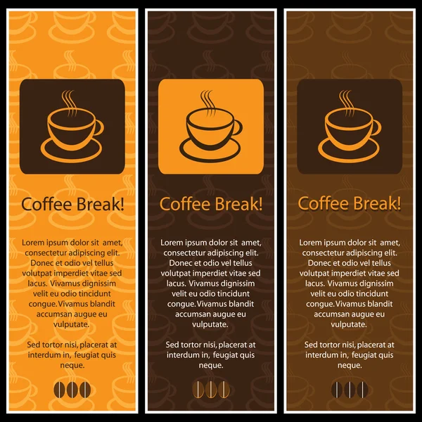 Tre kaffebannere – stockvektor