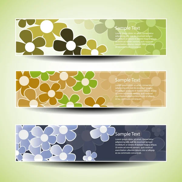 Vector set of three banner designs with flowers — Stock Vector