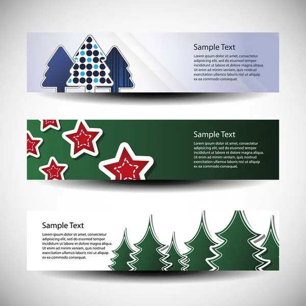 Tres diseños abstractos de encabezado de Navidad — Archivo Imágenes Vectoriales