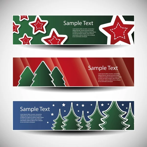 Weihnachts-Vektorset mit drei Header-Designs — Stockvektor