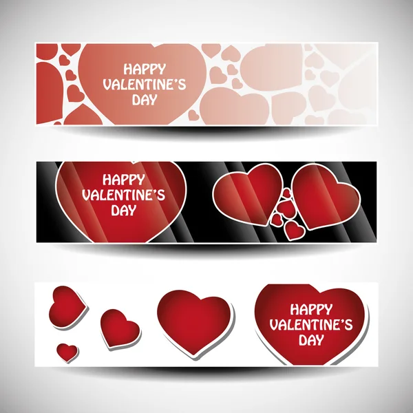 Vector conjunto de tres diseños de cabecera del Día de San Valentín — Vector de stock