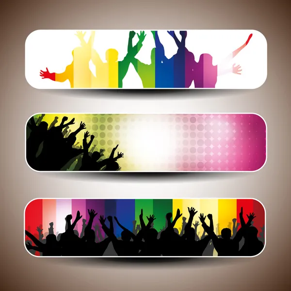Kleurrijke partij banner set — Stockvector