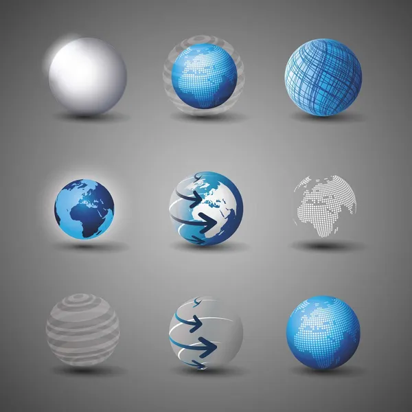 Collection Of Globe Designs — Stock Vector