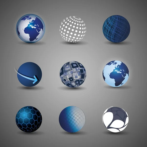 Collection Of Globe Designs — Stock Vector