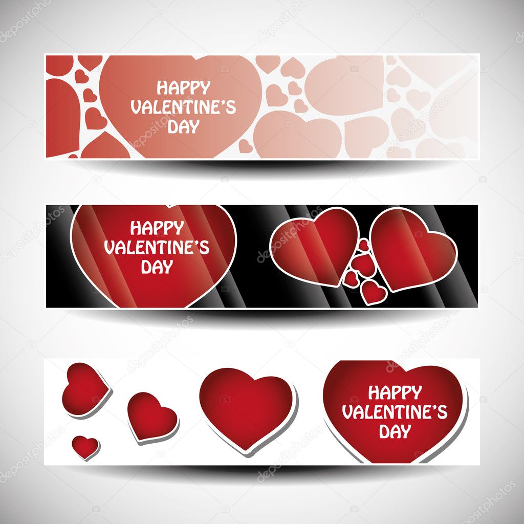 Vector set of three Valentines Day header designs
