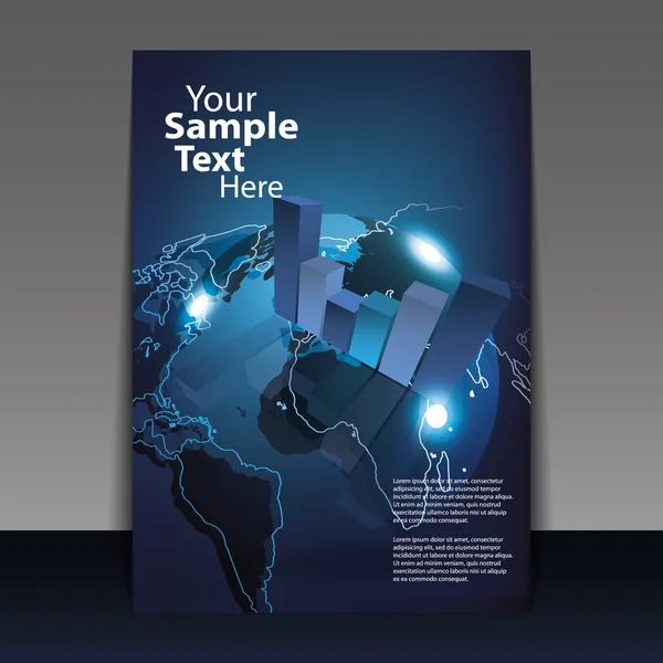 Business non dorme mai - digital globe flyer o cover design — Vettoriale Stock