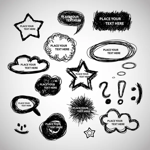 stock vector Collection of Hand Drawn Speech And Thought Bubbles - Vector Background