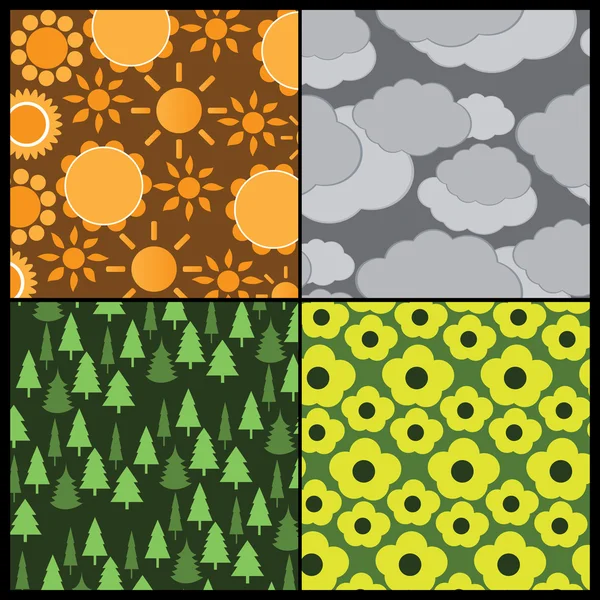 4 färgglada abstrakta bakgrunder - väder och årstider — Stock vektor