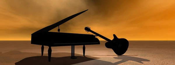 Guitarra y piano — Foto de Stock