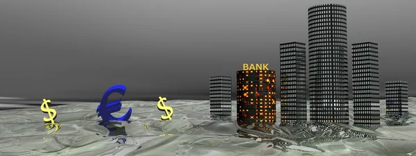 Euro y edificios — Foto de Stock
